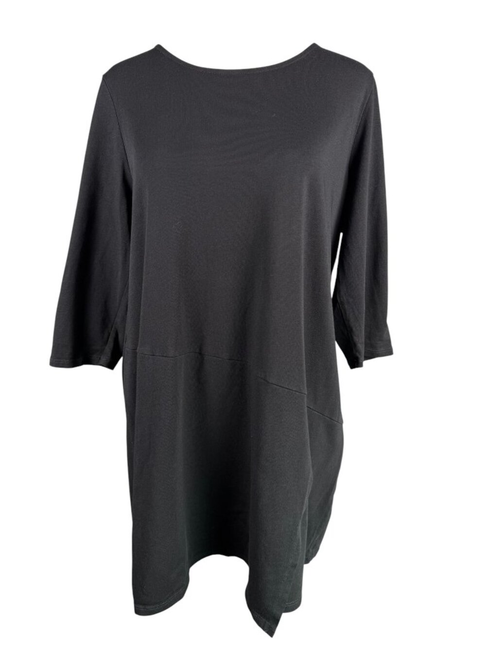 J Jill Pure Jill M Faux Wrap Tunic Black 3/4 Sleeve Cotton Modal
